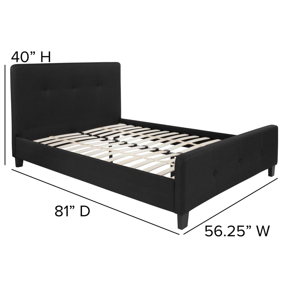 Flash Furniture Tribeca Full Size Tufted Upholstered Platform Bed In Black Fabric With 10 Inch Certipur-Us Certified Pocket Spring Mattress