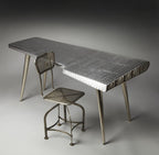 HomeRoots Aluminum, Steel, MDF, Wood Solids Funky Silver Wing Desk