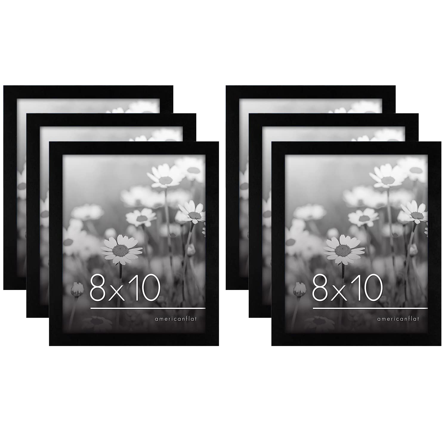 Americanflat Picture Frame, 8x10, Black, 6 Count