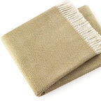 HomeRoots Cotton/Acrylic Soft Yellow Stone Links Pattern Throw Blanket