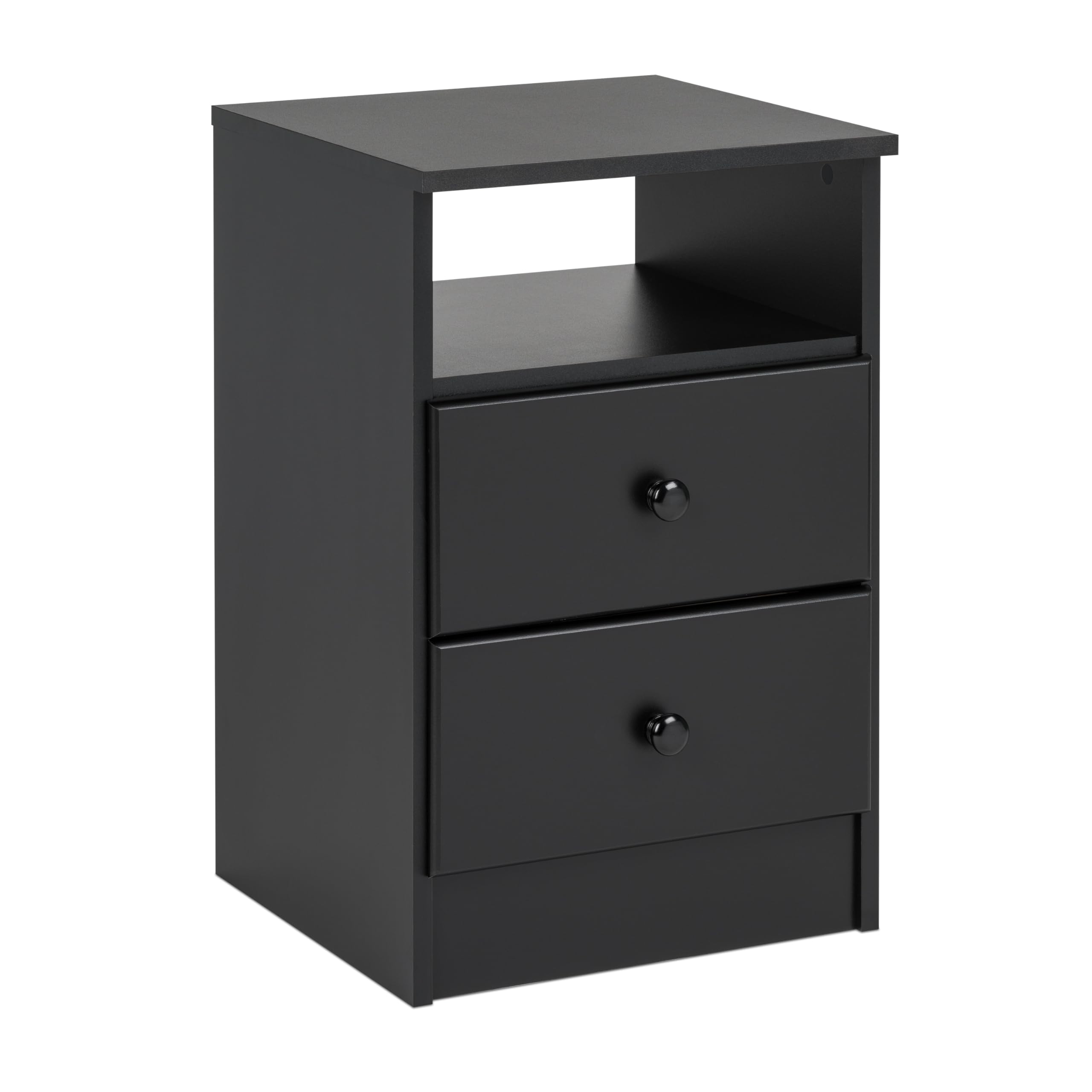 Prepac Astrid Simplistic Nightstand Side Table with 2 Drawers and Open Shelf, Functional Bedside Table 15.5 D x 16 W x 24.5 H, B