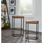 Kosas Home Reclaimed Pine & Iron Porter Barstool, Rustic Mahogany/Antiqued Bronze Iron