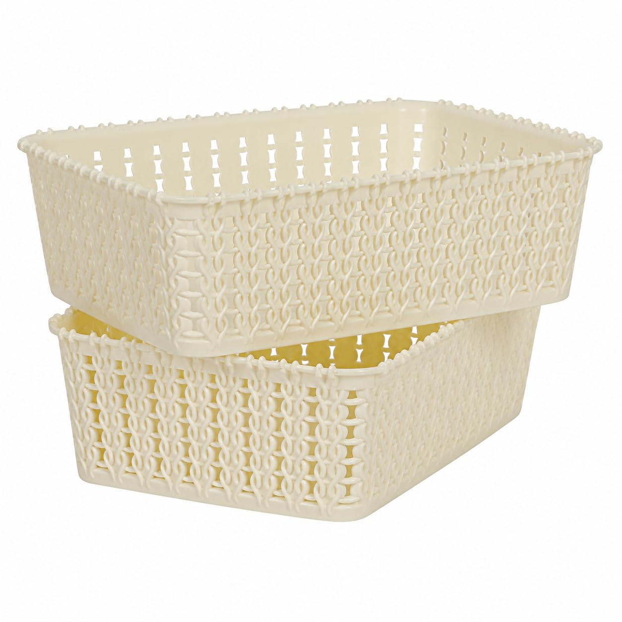 Cutting Edge Essentials Woven Storage Basket, Small, Off White (Set Of 2)