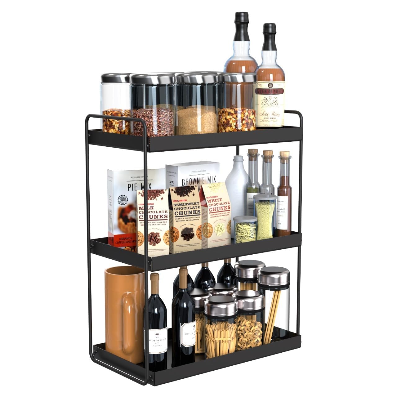 Etiquette Art Metal 3 Tier Kitchen Countertop Organizer, Stackable Cabinet Shelf Organizers, Space Saving Spice Rack Pantry Stor