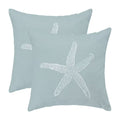Aeioae Coastal Pillow Covers 18 X 18 Inch Set Of 2, Seafoam Blue Starfish Throw Pillow Covers Beach Pillowcase Linen Nautical De