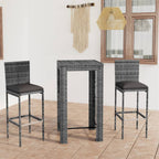vidaXL Patio Bar Set 3 Piece, Bistro Set for Outdoor Porch Yard, Bar Stool with Cushions, Bistro Table, Farmhouse Modern Style, Poly Rattan Gray