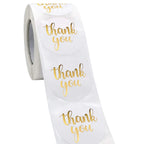 Thank You Label Sticker 1.5' Round, 500 Labels Per Roll, Thank You Sticker For Birthday, Wedding, Gift, Bridal Shower Gold (Whi