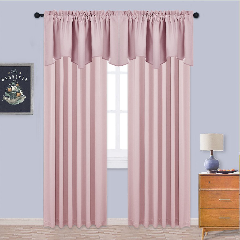 Nicetown Room Darkening Valance For Girls - Lovely Cute 52 Inches By 18 Inches Scalloped Valance Window Curtains For Baby Nurser