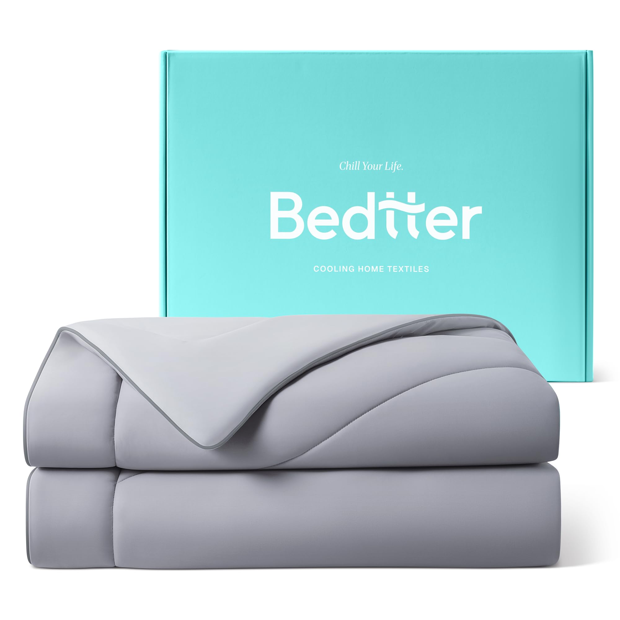 Bedtter Luxe Cooling Comforter Full/Queen, Cooling Blanket for Hot Sleepers, Q-Max>0.46 Sorona and Tencel Filling, Double-Sided 