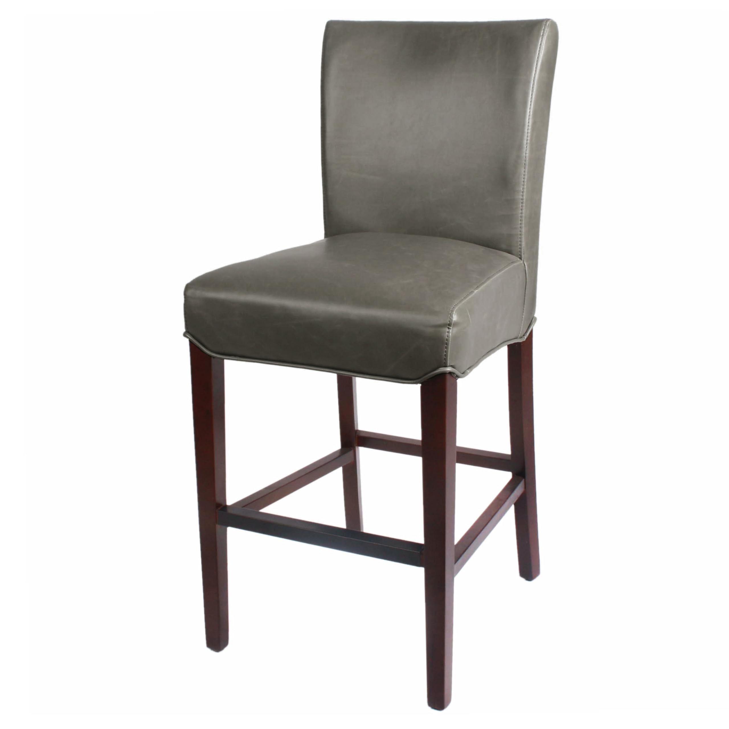 New Pacific Direct Milton Bonded Leather Counter Stool 26,Brown Legs,Vintage Gray,Fully Assembled