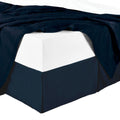sheetsnthings Microfiber Bed Skirts (14 inch Drop) -Queen Size, Solid Navy- Pleated Tailored Bedskirts with Split Corners