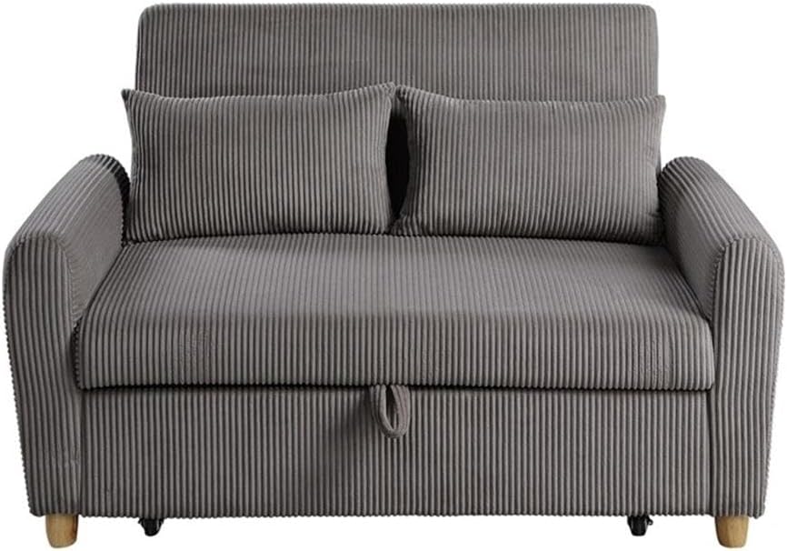 Justine 54W Brown Corduroy Convertible Sleeper Loveseat