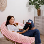 HOMBYS Fluffy Shaggy Papasan Chair Cover, Plush Faux Fur Slipcover, 55"x55", Pink, Model PAPASANPINK