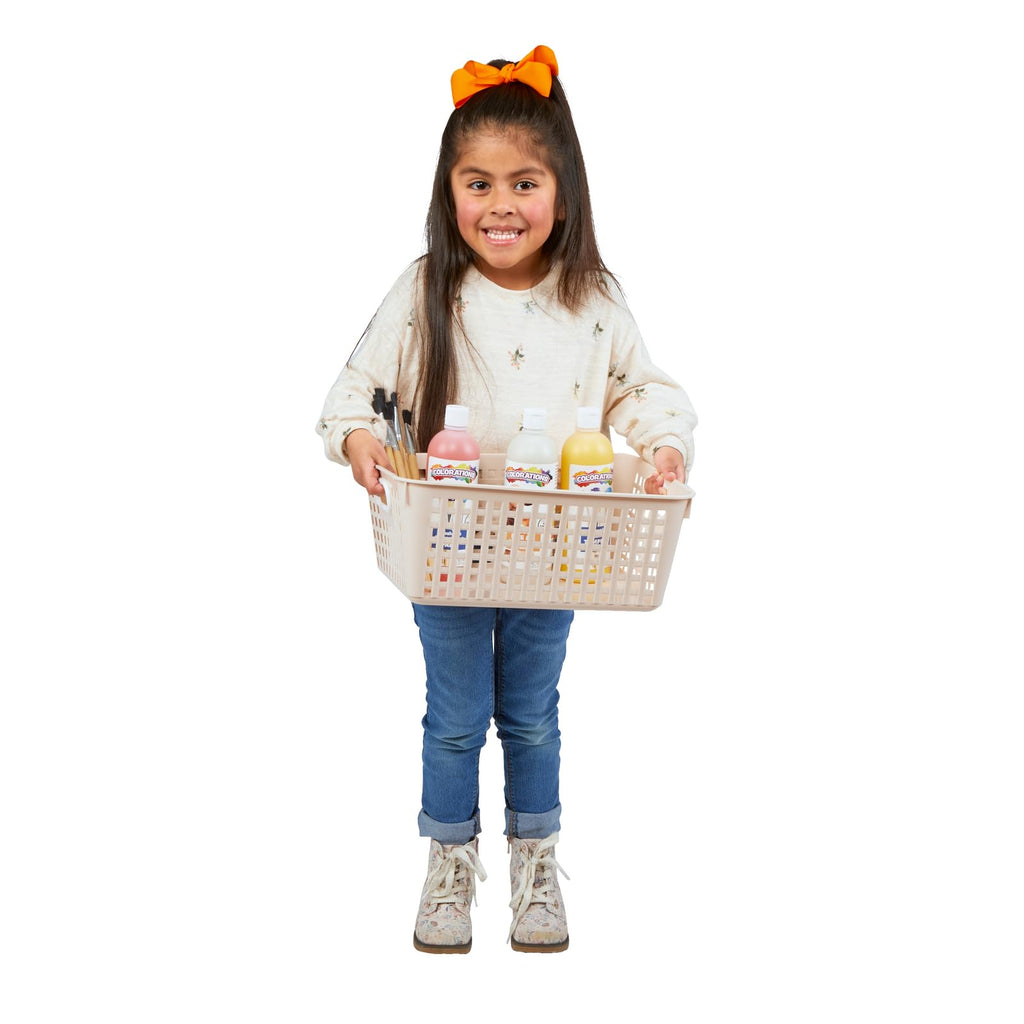 Really Good Stuff - 666014 Plastic Storage Baskets For Classroom Or Home Use - Stackable Mesh Plastic Baskets With Grip Handles