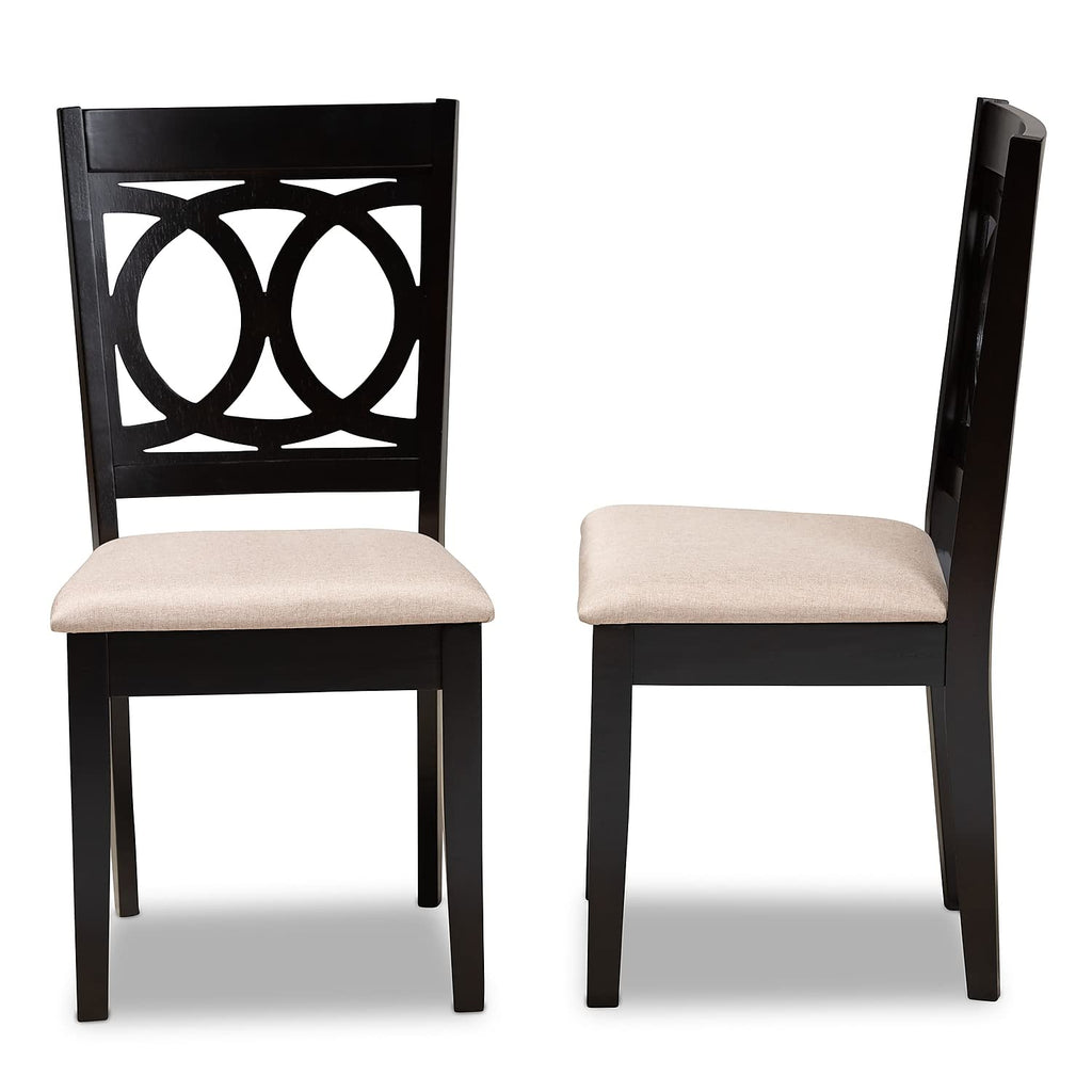 Baxton Studio Lenoir Contemporary Fabric Dining Chair, Sand Brown and Espresso, 2/Pack (162-2P-10523-HT)