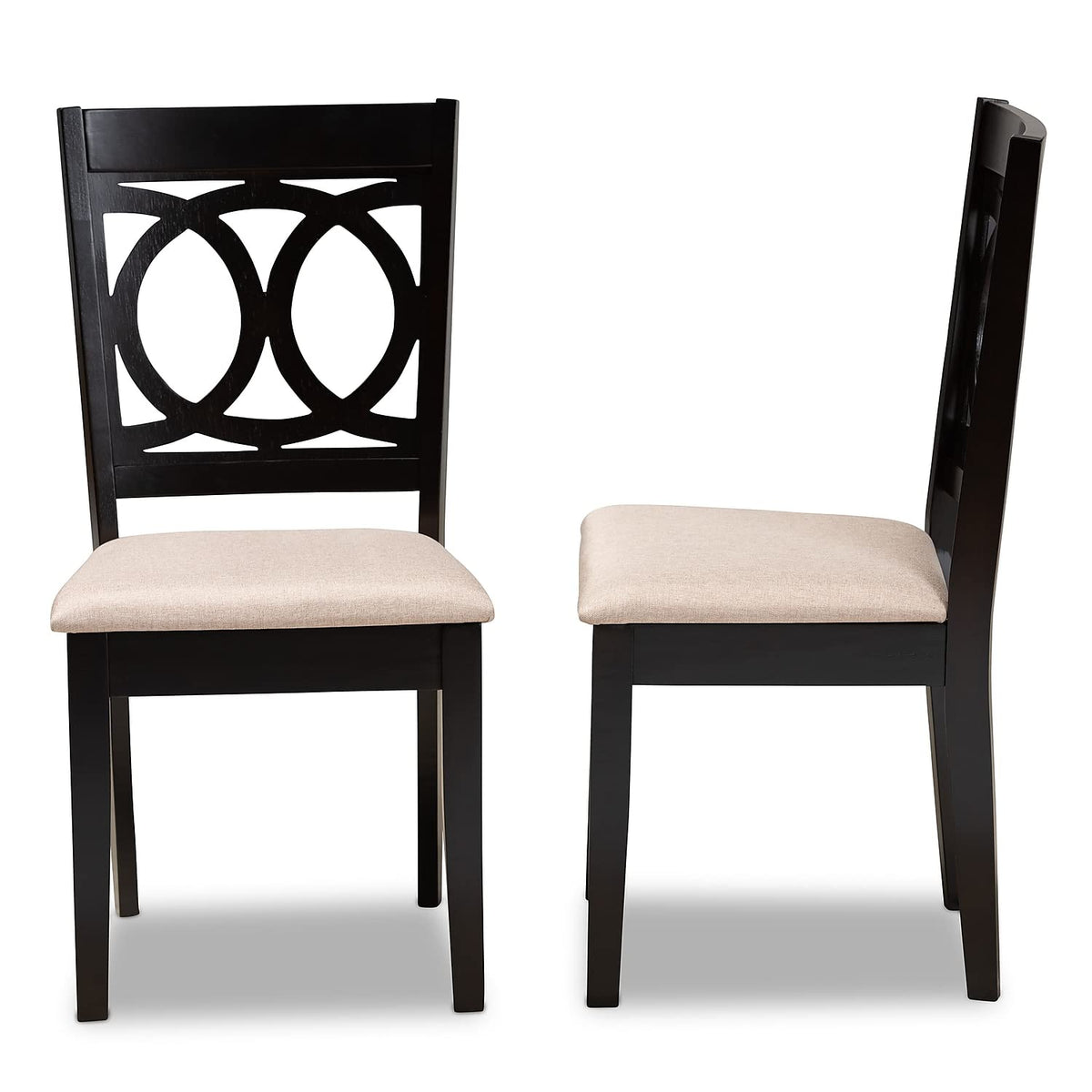 Baxton Studio Lenoir Contemporary Fabric Dining Chair, Sand Brown and Espresso, 2/Pack (162-2P-10523-HT)