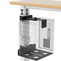 Under Desk PC Mount, No-Drill Clamp-On Computer Tower Stand for Standing Desks, Heavy-Duty Steel Holder Fits 7545mm Desk Legs, A