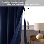 Jiuzhen Navy Blue Blackout Curtains With Tiebacks Thermal Insulated, Light Blocking And Noise Reducing Grommet Curtains For Bedroom And Living Room, Set Of 2 Window Curtain Panels, 52 X 96 Inch Length