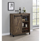 Coaster Furniture Sliding Door Rustic Oak Bar Cabinet 35.5" W x 15.5" D x 41.75" H 182852