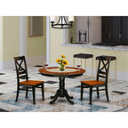 East West Furniture Hartland 3 Piece Set for Small Spaces Contains a Round Dining Room Table with Pedestal and 2 Wooden Seat Chairs, 42x42 Inch, Black & Cherry
