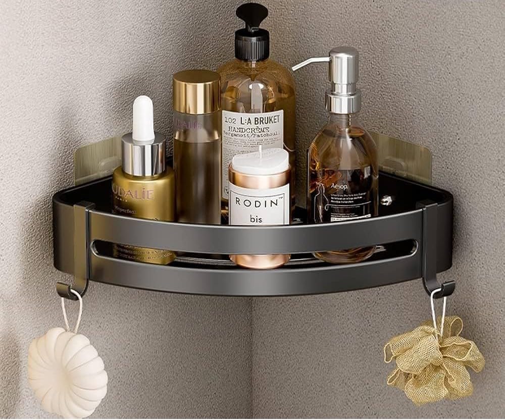 Coofandy 1 Piece Bathroom Corner Shelves, Shower Caddy Corner, No Drilling Shower Organiser, Accessory Storage Shower Shelf Adhe