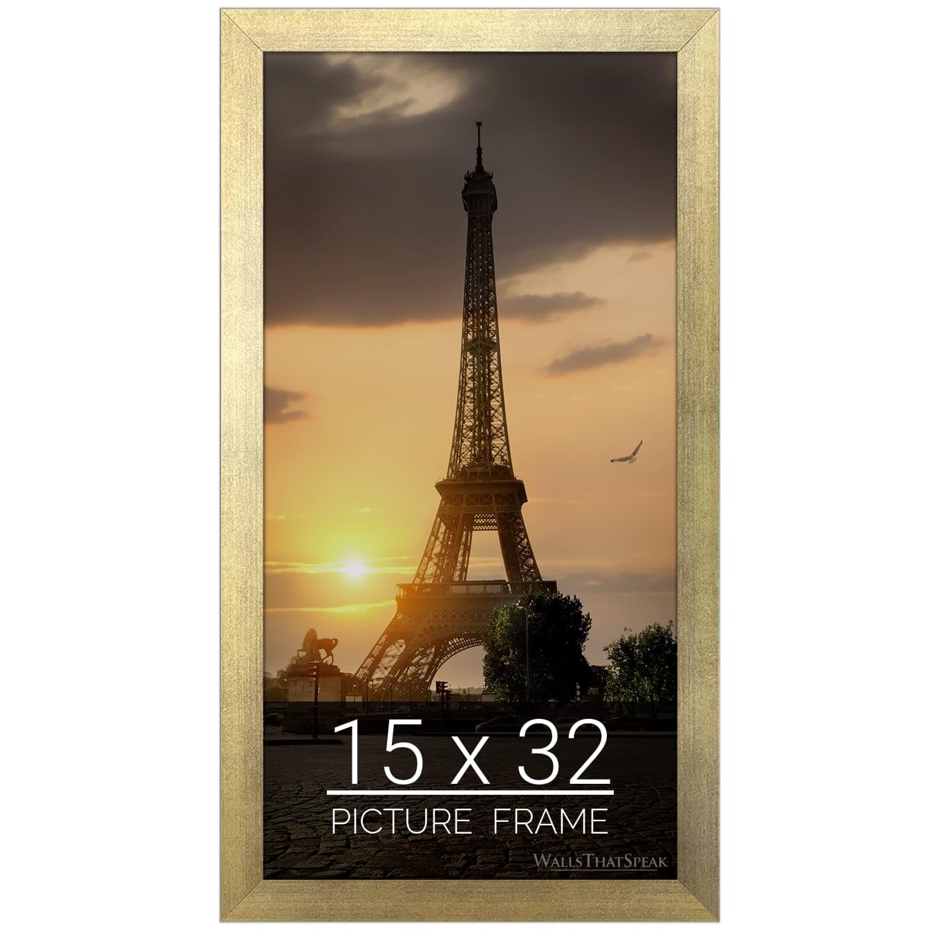 wallsthatspeak 15x32 Gold Picture Frame for Puzzles Posters Photos or Artwork