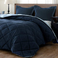 Downluxe Lightweight Solid Comforter Set (Queen) With 2 Pillow Shams - 3-Piece Set - Blue And Sapphire - Down Alternative Revers