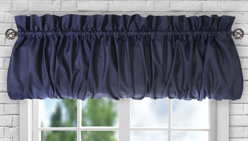Ellis Curtain Stacey Sheer Balloon Valance, 60 x 15, Navy