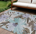 10 X 14 Taupe And Lilac Floral Washable Indoor Outdoor Area Rug