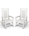 KINGYES HDPE Patio Rocking Chair Set of 2, Outdoor Rocking Chairs Porch Rocker for Adults, White