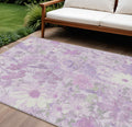 8 X 10 Lavender Purple And Lilac Floral Washable Indoor Outdoor Area Rug