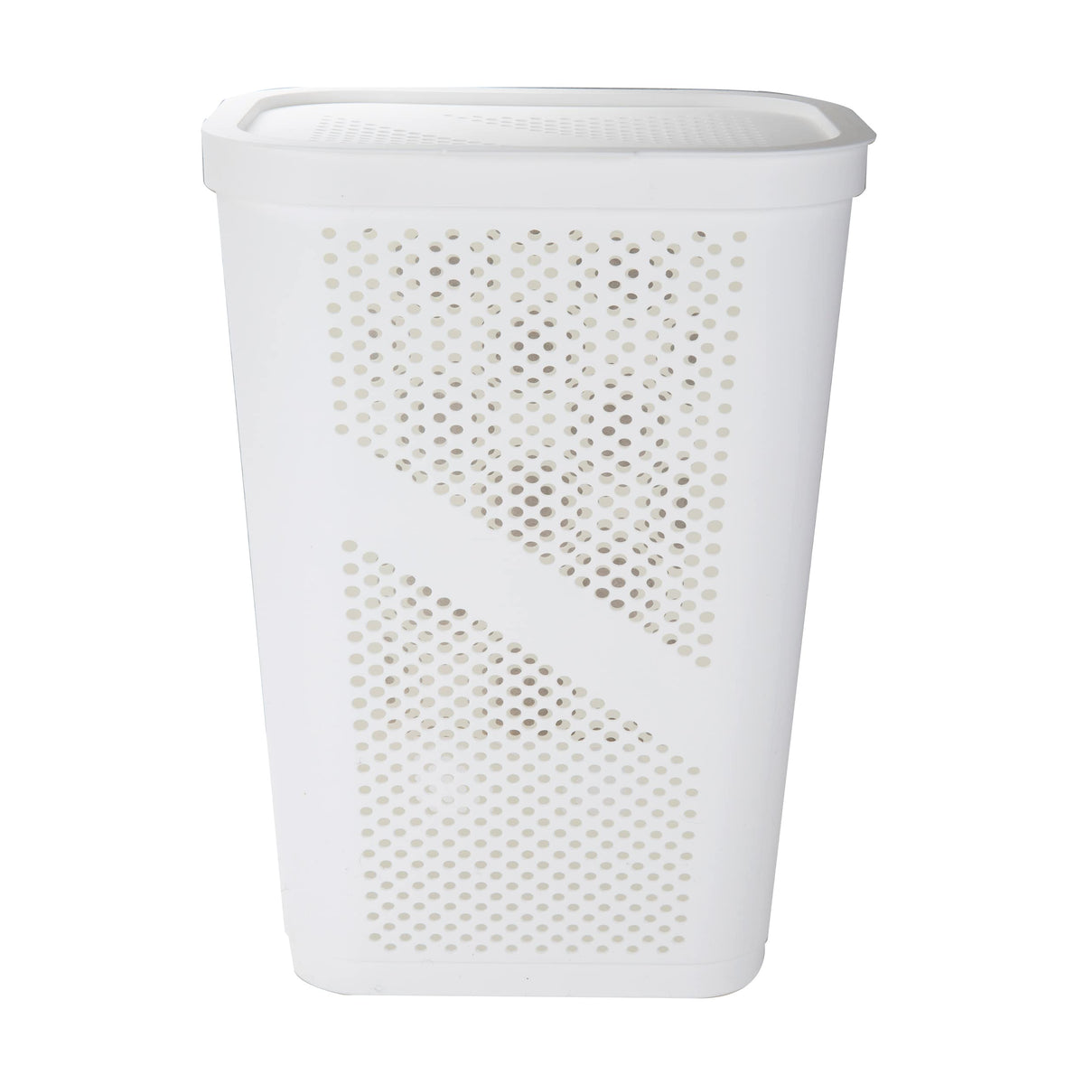 Mind Reader 60L Slim Laundry Hamper, Clothes Basket, Lid, Ventilated, Plastic, 17.25''L X 13.75''W X 23.5''H, Set Of 2, White