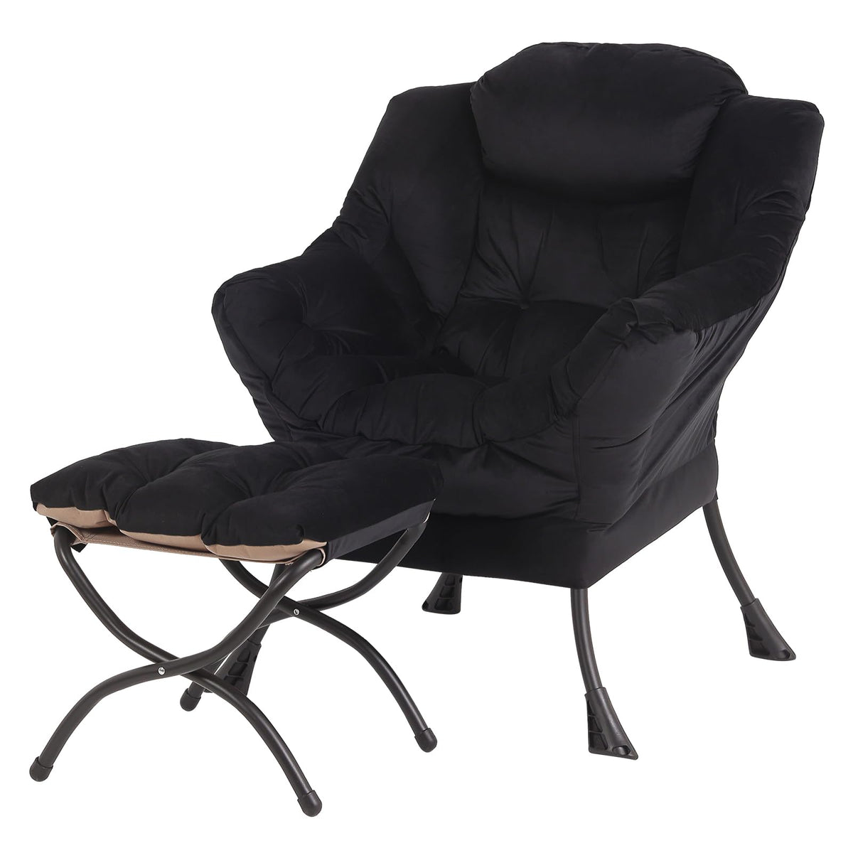 Tiita Lazy Chair With Ottoman, Modern Large Accent Lounge Chair, Leisure Sofa Armchair With Ottoman, Reading Chair With Footrest
