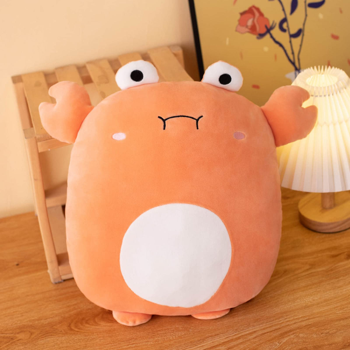 Grafingy Crab Stuffed Animal Plush Pillow, 16 Inch Crab Plushies Toy Kawaii Crab Plush Throw Pillow Gifts For Room Decor Kids Bi