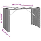 vidaXL Poly Rattan Bar Table with Glass Top - Weather-Resistant Outdoor/Garden Table - Brown - 72.8"x31.5"x43.3"