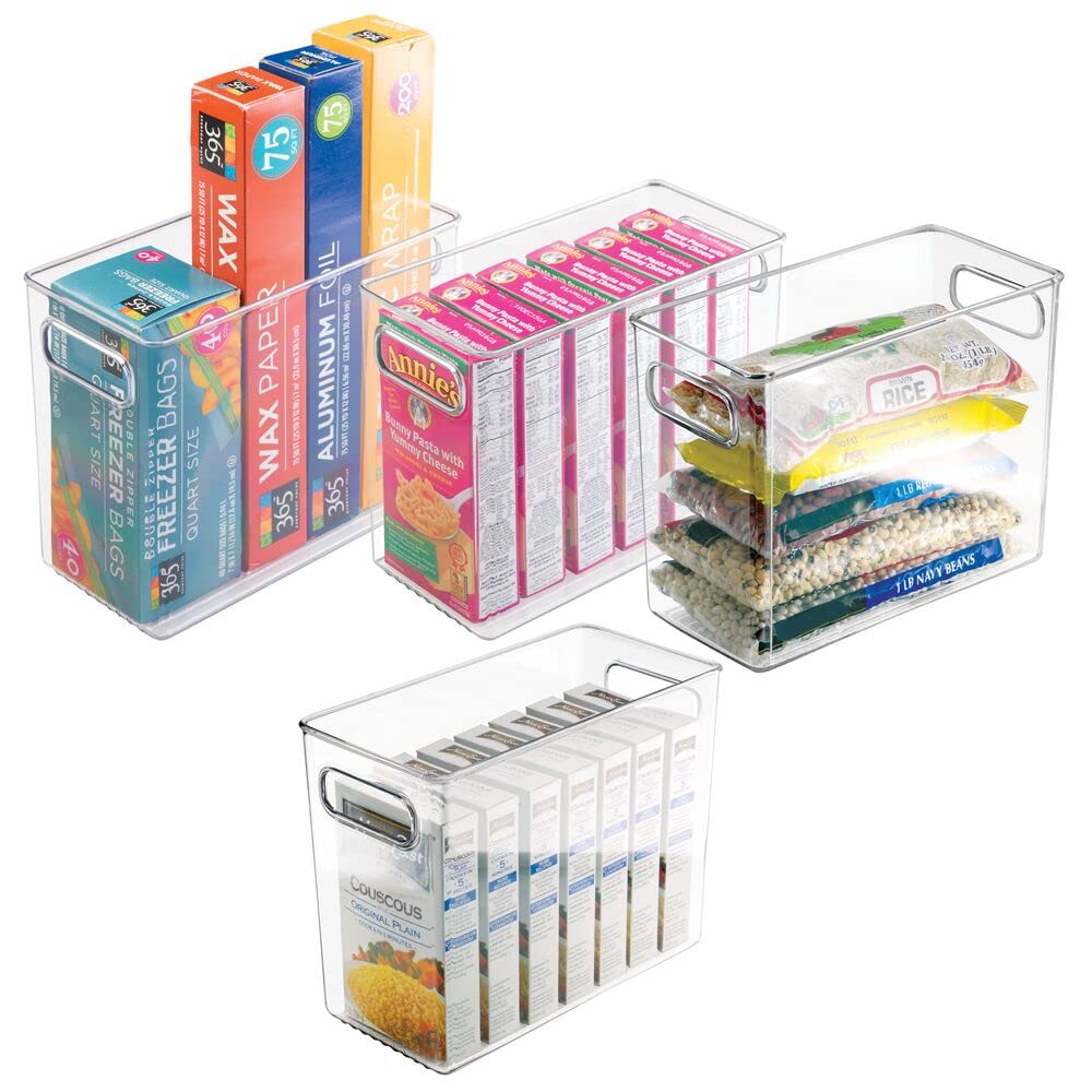 mDesign Plastic Tall Food Storage Organization Container Bin with Handles for Kitchen, Pantry, Cabinet, Fridge/Freezer, Countert