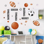 Supzone Sport Balls Wall Stickers Boys Wall Decals Basketball Soccer Baseball Football Hockey Wall Decor Boys Playroom Bedroom C