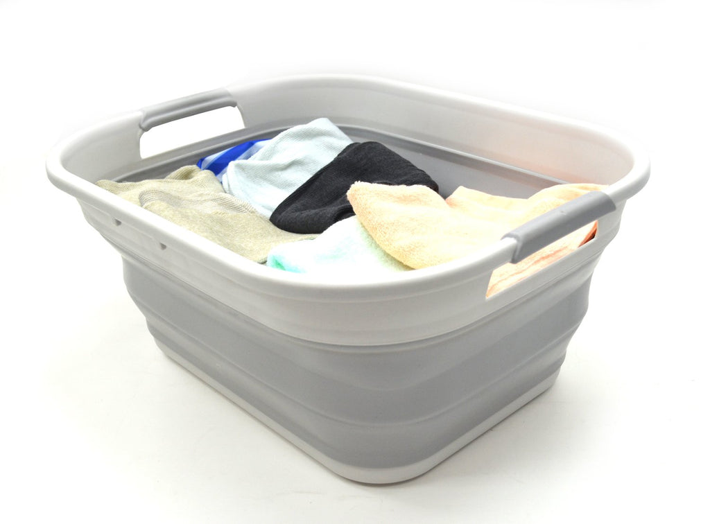 SAMMART 19.5L (5.1 Gallon) Collapsible/Foldable/Portable Washing Tub, Water Capacity 14.5L/3.8 Gallon (Small size, Bright Blue)
