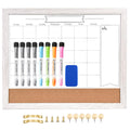 Toraso Whiteboard Calendar & Corkboard,Small Combination Dry Erase White Board & Bulletin Board, 13' X 17',White Wood Framed C