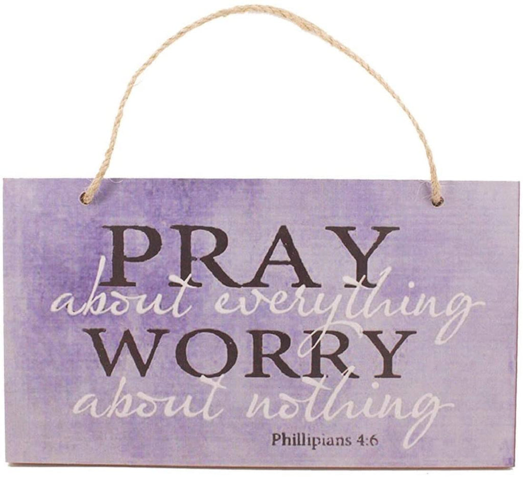 Ergonflow Pray About Everything Wooden Sign Decor 9.5' by 5.75' 41-250 (Premium Edition)
