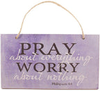 Ergonflow Pray About Everything Wooden Sign Decor 9.5' by 5.75' 41-250 (Premium Edition)