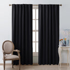 NICETOWN Halloween Black Blackout Living Room Curtains 84 inches Long, Black Out Curtain Panels for Bedroom - (Black Color) W52 