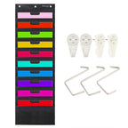 Organization Pocket Chart, Wall Hanging File Organizer Folder With 10 Large Pockets For Office, Home, School, Studio, Etc. 14 X
