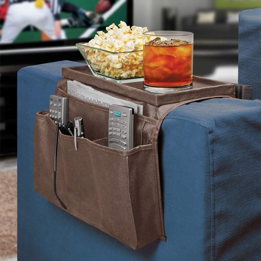 Sofa Armrest Organizer With Cup Holder Tray Chair Arm Tv Remote Holder For Recliner Couch Armchair Caddy Bedside Storage Pockets