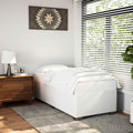 vidaXL - White Twin Upholstered Bedstead Slatted Faux Leather Single Frame for Bedroom