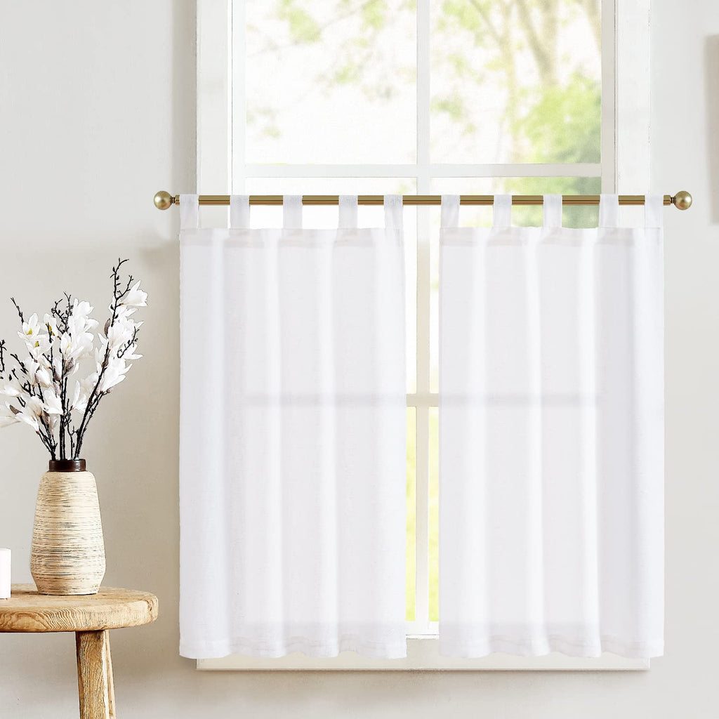 Jinchan Beige Kitchen Curtains 36 Inch Linen Tier Curtains Tab Top Cafe Curtains Farmhouse Small Window Curtains Flax Country Rustic Light Filtering For Bathroom Laundry Room Rv 2 Panels Crude