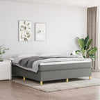 vidaXL King Size Box Spring Bed Frame - Engineered Wood - Dark Gray - 100% Polyester Fabric - Modern Style Double Bed - 76"x79.9" Suitable Mattress Size