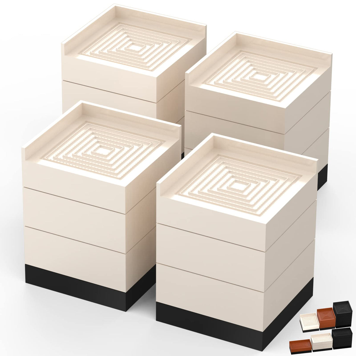 Furniture Risers, Tclouda Bed/Sofa/Desk/Table/Chair Leg/Fridge Lifts To 1.5, 3 And 4 In, Square Adjustable Risers Blocks For Ext