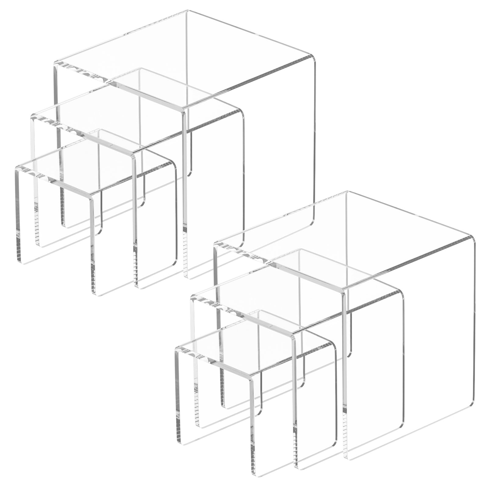 NIUBEE 2 Set Acrylic Risers Display for Funko POP Figures,Clear Cake Stands for Candy Dessert Table Decorations-3x4x5