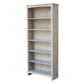 IC International Concepts Shaker Bookcase Solid Real Wood, Sturdy Parawood, 72 Inch, Washed Gray Taupe